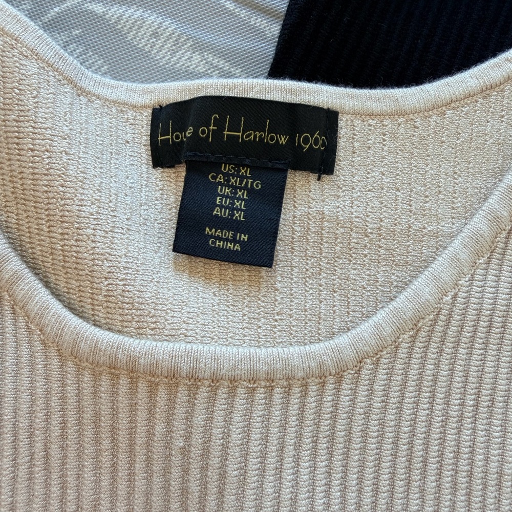 House of Harlow 1960 Cream and Black Ribbed Tank Tops - Picture 2 of 3